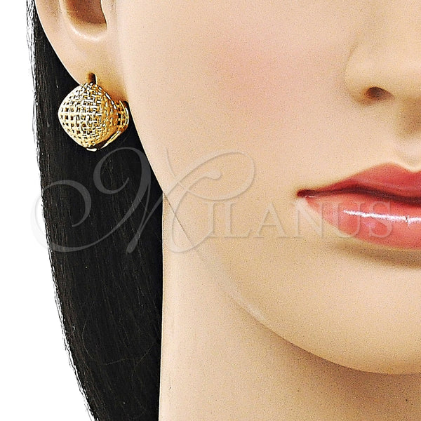 Argolla Huggie 02.195.0362.16 Oro Laminado, Diseño de File, Pulido, Tono Dorado