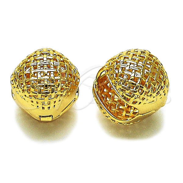 Argolla Huggie 02.195.0362.16 Oro Laminado, Diseño de File, Pulido, Tono Dorado