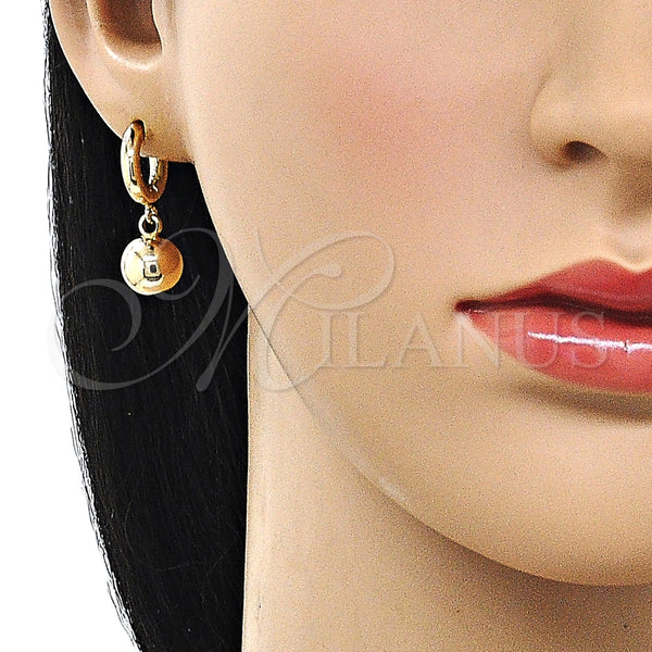 Arete Colgante 02.195.0363 Oro Laminado, Diseño de Bola, Pulido, Tono Dorado