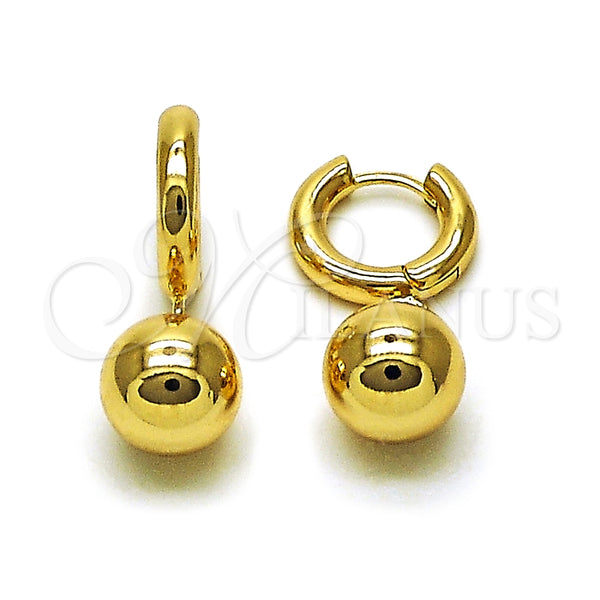 Arete Colgante 02.195.0363 Oro Laminado, Diseño de Bola, Pulido, Tono Dorado