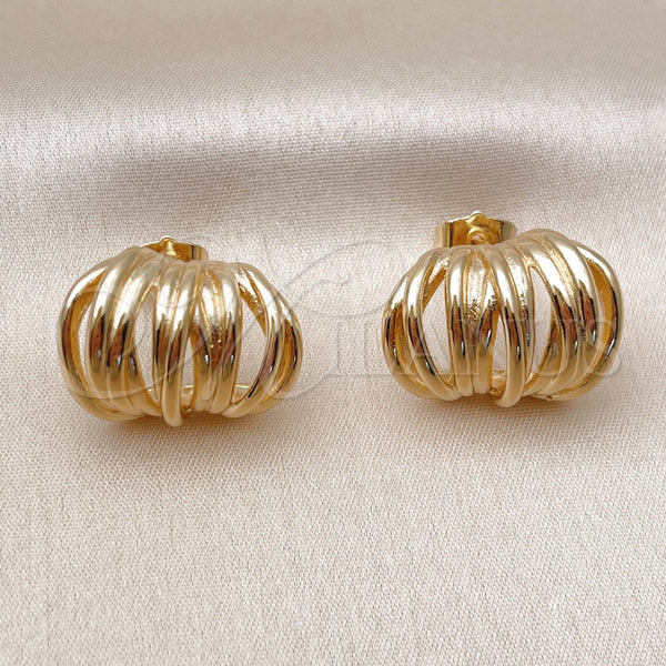 Arete Dormilona 02.195.0364 Oro Laminado, Diseño de Torcido, Pulido, Tono Dorado