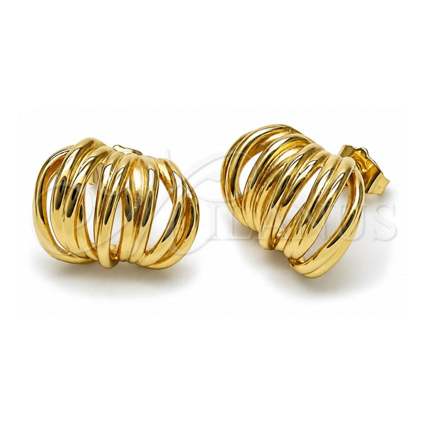 Arete Dormilona 02.195.0364 Oro Laminado, Diseño de Torcido, Pulido, Tono Dorado