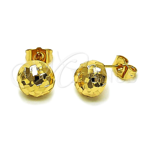 Arete Dormilona 02.163.0386 Oro Laminado, Diamantado, Tono Dorado