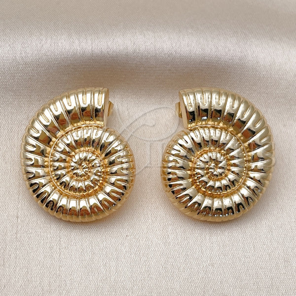 Arete Dormilona 02.163.0388 Oro Laminado, Diseño de Caracol, Pulido, Tono Dorado