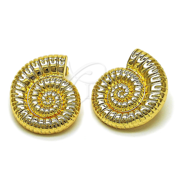 Arete Dormilona 02.163.0388 Oro Laminado, Diseño de Caracol, Pulido, Tono Dorado