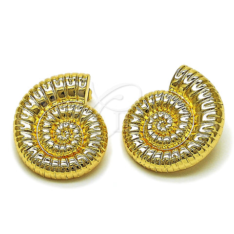 Arete Dormilona 02.163.0388 Oro Laminado, Diseño de Caracol, Pulido, Tono Dorado