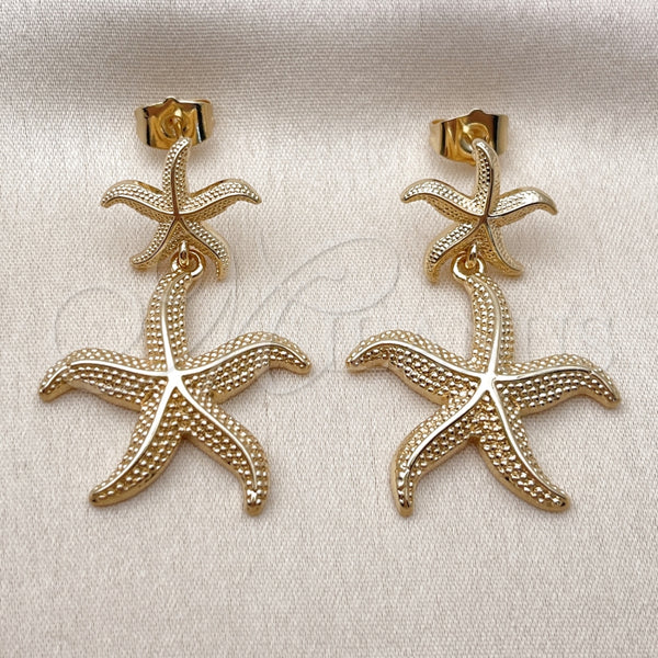 Arete Dormilona 02.163.0389 Oro Laminado, Diseño de Estrella, Diamantado, Tono Dorado
