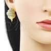 Arete Dormilona 02.156.0733 Oro Laminado, Diseño de Caracol, Pulido, Tono Dorado