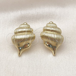Arete Dormilona 02.156.0733 Oro Laminado, Diseño de Caracol, Pulido, Tono Dorado