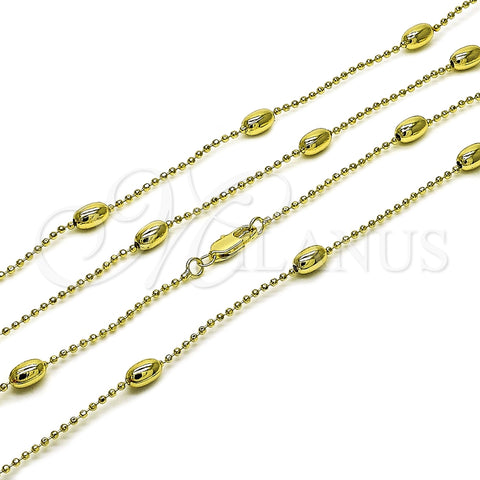 Gargantilla Basica 04.213.0261.16 Oro Laminado, Diseño de Bola, Pulido, Tono Dorado (04 MM Thickness, 16 Inches Length)