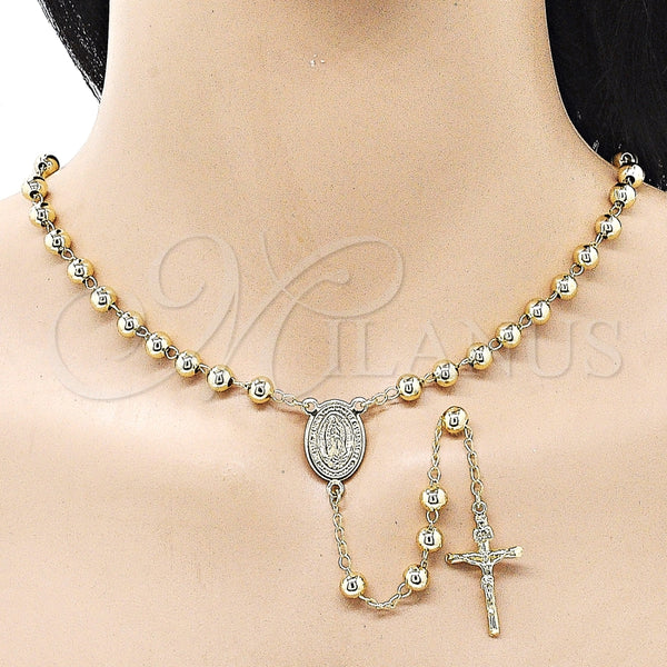 Rosario Mediano 09.213.0067.24 Oro Laminado, Diseño de Guadalupe y Crucifijo, Pulido, Tono Dorado