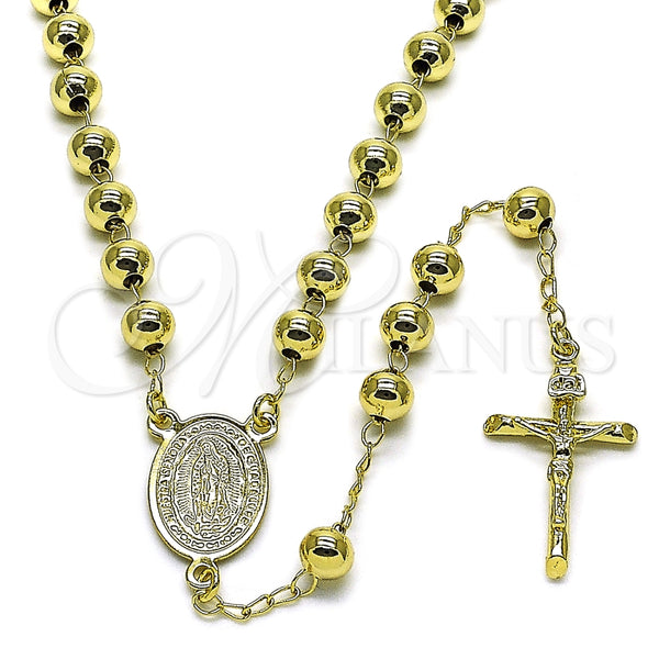 Rosario Mediano 09.213.0067.24 Oro Laminado, Diseño de Guadalupe y Crucifijo, Pulido, Tono Dorado