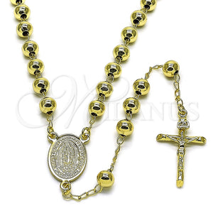 Rosario Mediano 09.213.0067.24 Oro Laminado, Diseño de Guadalupe y Crucifijo, Pulido, Tono Dorado
