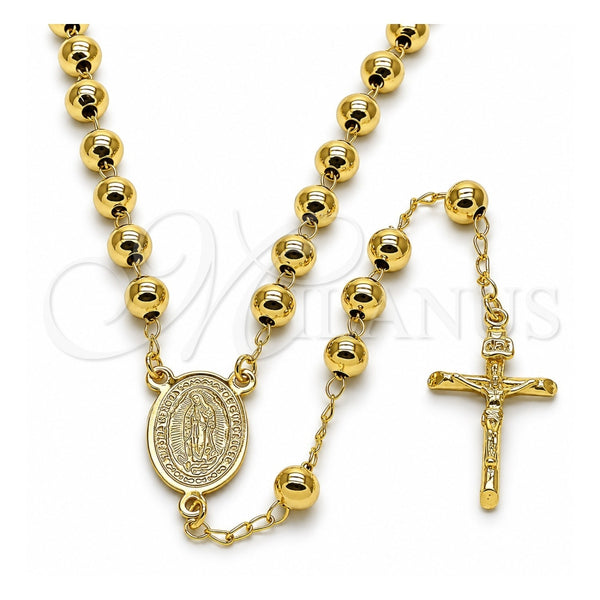 Rosario Mediano 09.213.0067.24 Oro Laminado, Diseño de Guadalupe y Crucifijo, Pulido, Tono Dorado