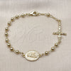 Pulsera Elegante 03.213.0359.08 Oro Laminado, Diseño de Guadalupe y Crucifijo, Pulido, Tono Dorado (Grosor 04 MM, 8 Pulgadas de Largo)