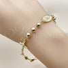 Pulsera Elegante 03.213.0360.08 Oro Laminado, Diseño de Guadalupe y Crucifijo, Pulido, Tono Dorado (Grosor 06 MM, 9 Pulgadas de Largo)