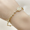 Pulsera Elegante 03.213.0361.07 Oro Laminado, Diseño de Guadalupe y Crucifijo, con Zirconia Cubica Blanca, Diamantado, Tono Dorado (Grosor 04 MM, 8 Pulgadas de Largo)