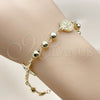 Pulsera Elegante 03.213.0362.08 Oro Laminado, Diseño de San Benito y Crucifijo, Pulido, Tono Dorado (Grosor 06 MM, 9 Pulgadas de Largo)