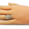 Anillo Multi Piedra 01.284.0108 Oro Laminado, Diseño de Osito y Baguette, con Blanca Zirconia Cubica and Blanca Micro Pave, Pulido, Tono Dorado (One size fits all)