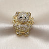Anillo Multi Piedra 01.284.0108 Oro Laminado, Diseño de Osito y Baguette, con Blanca Zirconia Cubica and Blanca Micro Pave, Pulido, Tono Dorado (One size fits all)