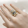 Anillo Multi Piedra 01.284.0108.4 Oro Laminado, Diseño de Osito y Baguette, con Negro Zirconia Cubica and Blanca Micro Pave, Pulido, Tono Dorado (One size fits all)