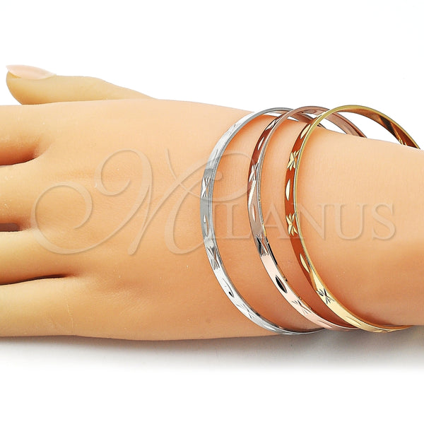 Aro Trio 07.282.0044 Oro Laminado, Diamantado, Tres Tonos (04 MM Thickness, One size fits all)