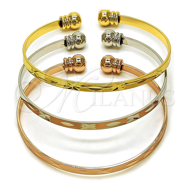 Aro Trio 07.282.0044 Oro Laminado, Diamantado, Tres Tonos (04 MM Thickness, One size fits all)