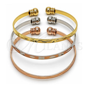 Aro Trio 07.282.0044 Oro Laminado, Diamantado, Tres Tonos (Grosor 04 MM, Talla Unica)