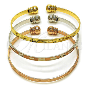 Aro Trio 07.282.0044 Oro Laminado, Diamantado, Tres Tonos (04 MM Thickness, One size fits all)