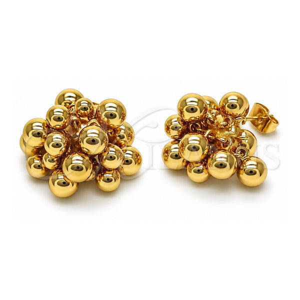 Arete Dormilona 02.282.0041 Oro Laminado, Diseño de Bola, Pulido, Tono Dorado