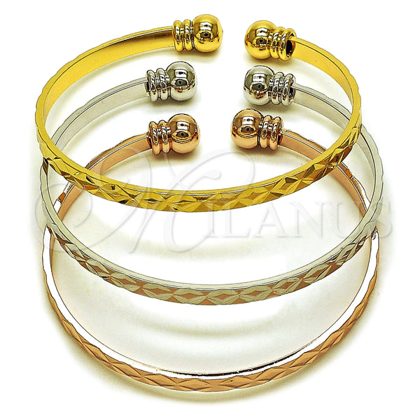 Aro Trio 07.282.0046 Oro Laminado, Diamantado, Tres Tonos (04 MM Thickness, One size fits all)
