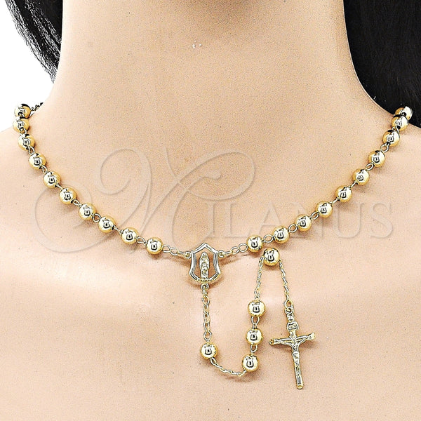 Rosario Mediano 09.213.0012.24 Oro Laminado, Diseño de Guadalupe y Crucifijo, Pulido, Tono Dorado