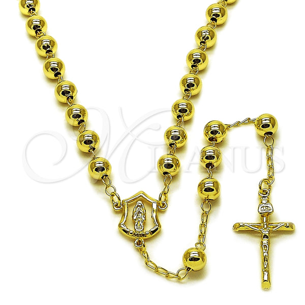 Rosario Mediano 09.213.0012.24 Oro Laminado, Diseño de Guadalupe y Crucifijo, Pulido, Tono Dorado