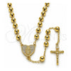 Rosario Mediano 09.213.0069.24 Oro Laminado, Diseño de Guadalupe y Crucifijo, con Blanca Micro Pave, Pulido, Tono Dorado