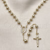Rosario Mediano 09.213.0070.24 Oro Laminado, Diseño de Guadalupe y Crucifijo, con Zirconia Cubica Blanca, Pulido, Tono Dorado