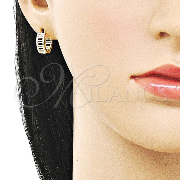 Argolla Huggie 02.213.0822.14 Oro Laminado, Pulido, Tres Tonos