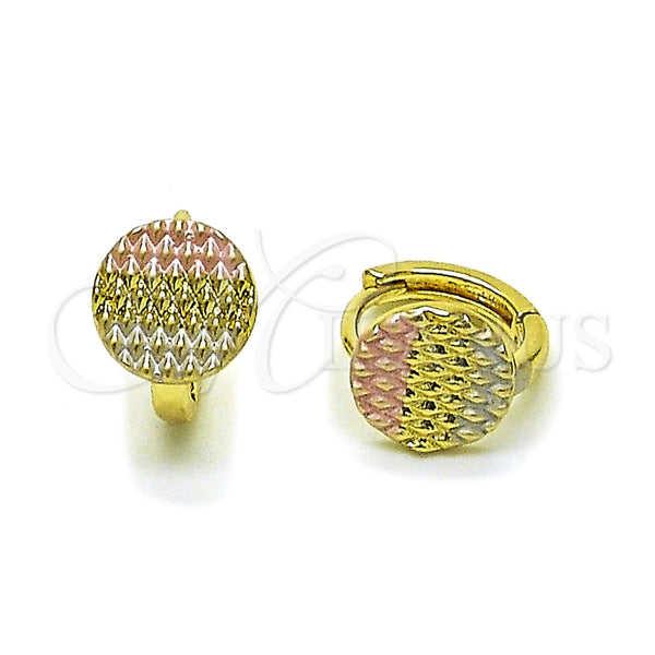 Argolla Huggie 02.213.0823.14 Oro Laminado, Diamantado, Tres Tonos