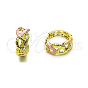 Argolla Huggie 02.213.0824.14 Oro Laminado, Diseño de Torcido, Pulido, Tres Tonos