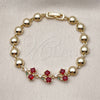Pulsera Elegante 03.283.0475.07 Oro Laminado, Diseño de Cereza y Bola, con Granate and Verde Zirconia Cubica, Pulido, Tono Dorado (Thickness, 7 Inches Length)