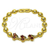 Pulsera Elegante 03.283.0475.07 Oro Laminado, Diseño de Cereza y Bola, con Granate and Verde Zirconia Cubica, Pulido, Tono Dorado (Thickness, 7 Inches Length)