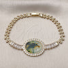 Pulsera Elegante 03.283.0477.07 Oro Laminado, Diseño de San Judas y Baguette, con Blanca Zirconia Cubica, Pulido, Tono Dorado (21 MM Thickness, 7 Inches Length)