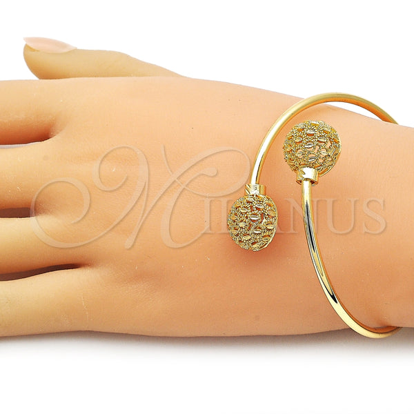 Aro Individual 07.170.0067 Oro Laminado, Diseño de Bola, Diamantado, Tono Dorado (Thickness, One size fits all)
