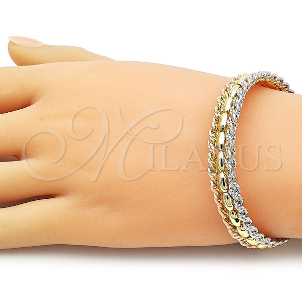 Aro Individual 07.170.0068 Oro Laminado, Diseño de Torcido y Bola, Pulido, Tres Tonos (12 MM Thickness, One size fits all)