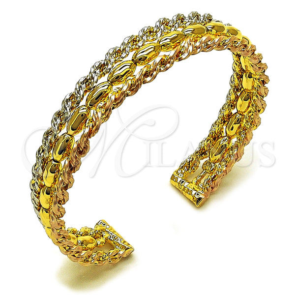 Aro Individual 07.170.0068 Oro Laminado, Diseño de Torcido y Bola, Pulido, Tres Tonos (12 MM Thickness, One size fits all)