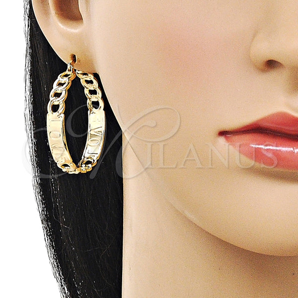 Argolla Mediana 02.170.0514.40 Oro Laminado, Diseño de Miami Cubana y Amor, Pulido, Tono Dorado