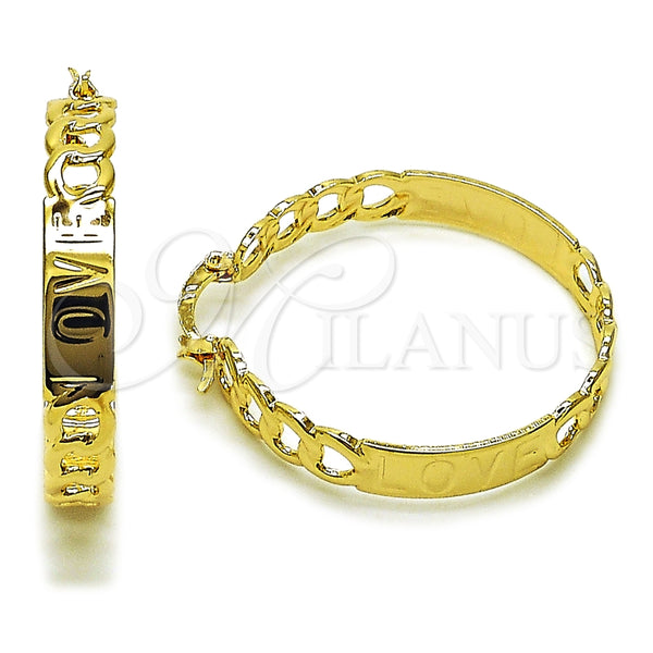 Argolla Mediana 02.170.0514.40 Oro Laminado, Diseño de Miami Cubana y Amor, Pulido, Tono Dorado