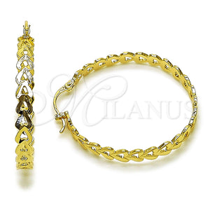 Argolla Mediana 02.170.0516.40 Oro Laminado, Diseño de Corazón, Diamantado, Tono Dorado