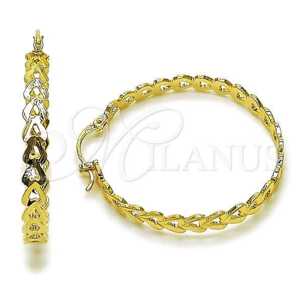Argolla Mediana 02.170.0516.40 Oro Laminado, Diseño de Corazón, Diamantado, Tono Dorado