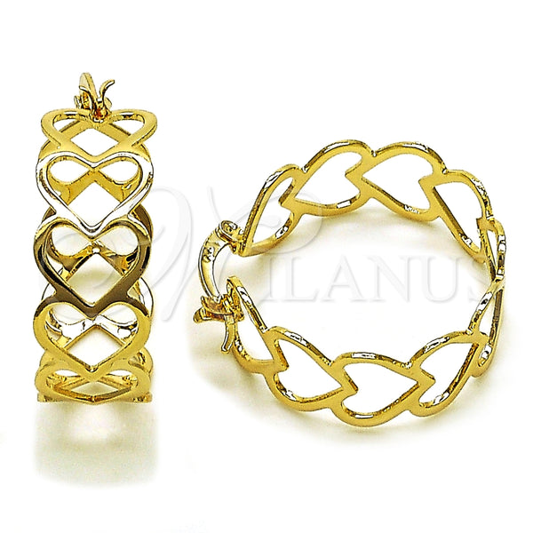 Argolla Mediana 02.170.0519.30 Oro Laminado, Diseño de Corazón, Pulido, Tono Dorado