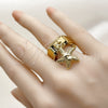 Anillo Multi Piedra 01.341.0164 Acero Inoxidable, Diseño de Estrella y Concha, con Blanca Micro Pave, Pulido, Tono Dorado (One size fits all)
